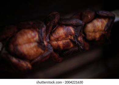 Spit Roasted Whole Chicken Marinated With Herbs And Crusty Skin