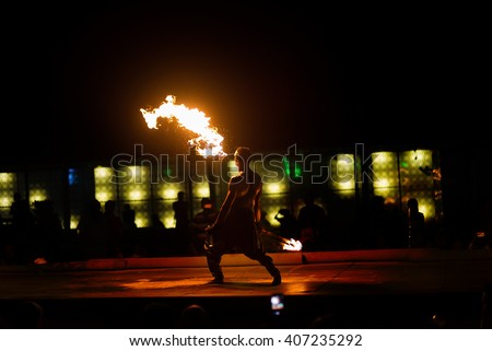 Spitting fire.