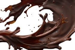 paint brush and dab of chocolate sauce. chocolate sauce. texture. sample  and brush isolated on white background Stock Photo