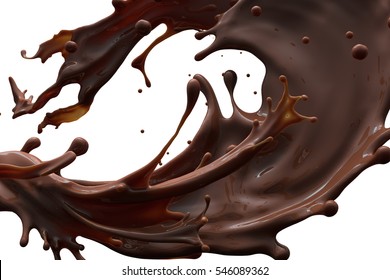 splash of brownish hot coffee or chocolate isolated on white background
