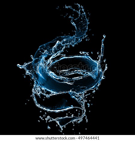 splash of ink isolated on black background. beautiful blue splash close-up. blue water splash. oil splash. water spray with drops isolated.