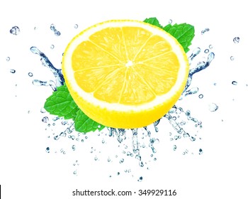 Splash Lemon Mint Isolated On White Stock Photo (Edit Now) 349929116