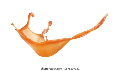 Splash Of Liquid Caramel On A White Background