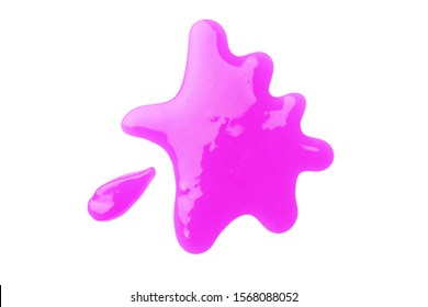 Splash Of Magenta Slime Isolated On White, Top View. Antistress Toy