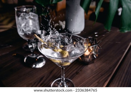 Splash Martini cocktail with sprite on bar