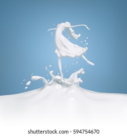 Splash milk abstract , isolated 3d rendering - Shutterstock ID 594754670