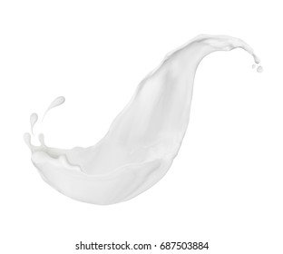 Splash of milk or cream isolated on white background 