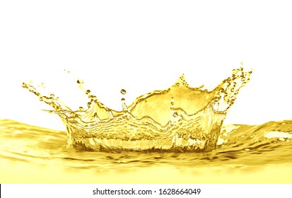 Splash Of Natural Cooking Oil On White Background