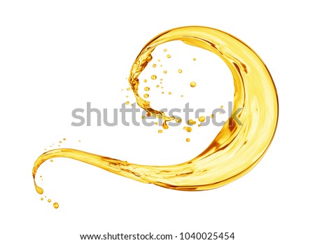 Splash of oily liquid close-up isolated on white background 