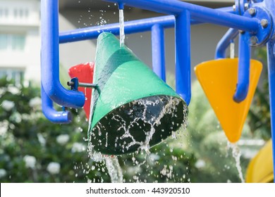 Splash Pad Or Sprayground In Water Park For Kids.