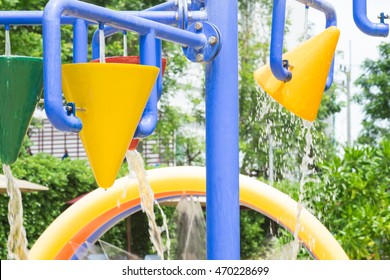 Splash Pad Or Sprayground In Water Park For Kids.