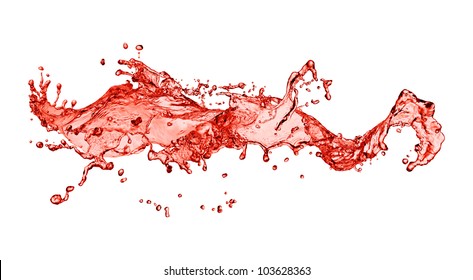 Splash Of Red Juice Isolated On White Background