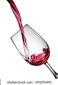 Splash of a red wine in glass isolated on white background