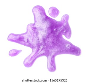 Splash Of Violet Slime Isolated On White, Top View. Antistress Toy