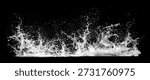 A splash of water, capturing the dynamic movement and energy of a liquid in motion against a black backdrop.