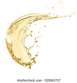 Splash Of White Wine, Isolated On White Background