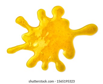 Splash Of Yellow Slime Isolated On White, Top View. Antistress Toy