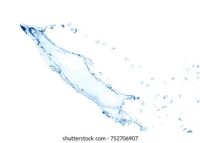 Splashes, drops, streams of water on a white background; Water splash isolated on white background