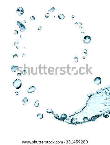 Splashes on white. Abstract watersplash with drops as frame