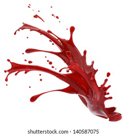 splashes of red liquid isolated on white background template