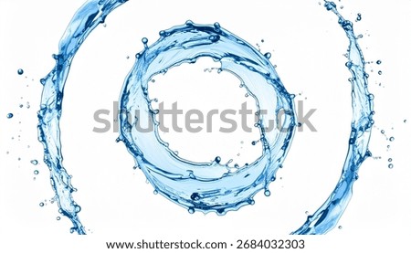 Splashes of water in the shape of a swirling vortex, with place for inscription