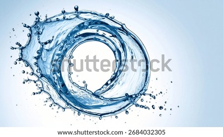 Splashes of water in the shape of a swirling vortex, with place for inscription