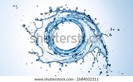 Splashes of water in the shape of a swirling vortex, with place for inscription