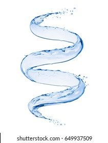 Splashes of water in a swirling shape, isolated on white background 