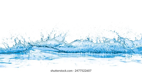 splashing blue water on white background - wide water splash - Powered by Shutterstock