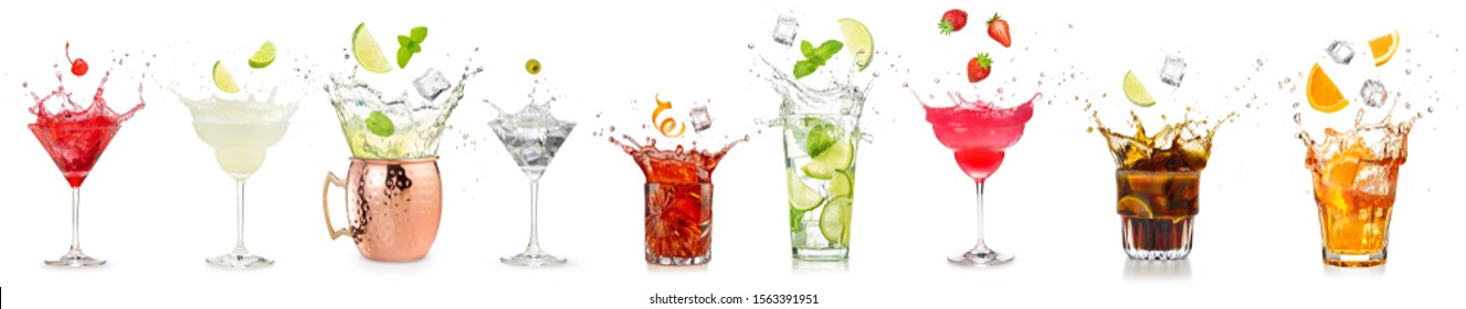 splashing cocktails collection isolated on white background	 - Shutterstock ID 1563391951