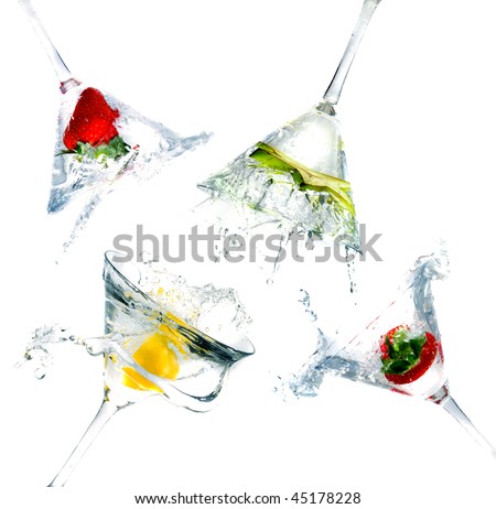splashing into a martini glass
