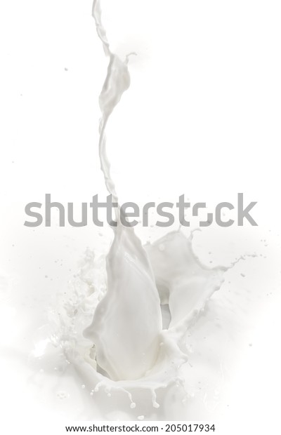 Splashing Milk On White Background Stock Photo (Edit Now) 205017934