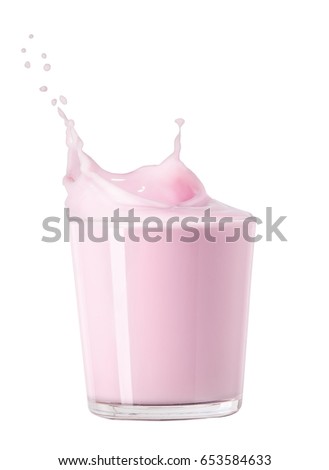 splashing strawberry milk from glass