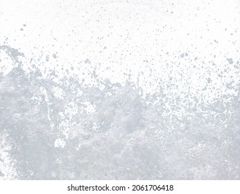 Splashing Water Of Sea Wave Crashing On Shore Spraying White Water Foam And Bubble In Air Isolated On White Background With Clipping Path