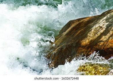 Splashing Waterfall Closeup Huascarán National Park Peru