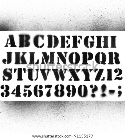 Splatted graffiti alphabet with numbers.