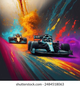 Splatter Paint Vector-style Image Formula 1 AI-generated image ...