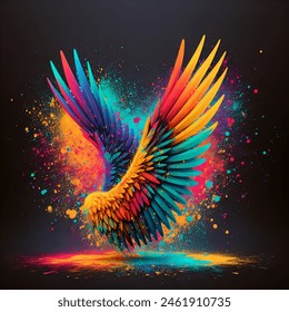 Two Splatter Paint Vector-style Image Behind AI-generated image ...