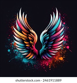 Two Splatter Paint Vector-style Image Behind AI-generated image ...