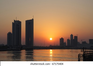 Splendid look during sunset seen from financial harbour, Bahrain