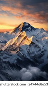 The Splendor of Mount Everest Behind the Twilight Sky