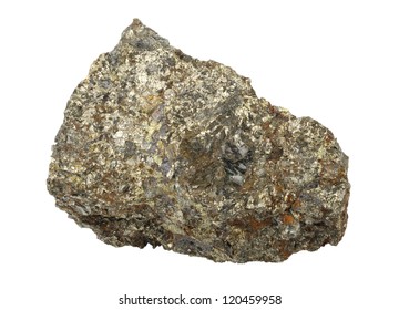 A splinter of chalcopyrite, isolated on a white background - Shutterstock ID 120459958