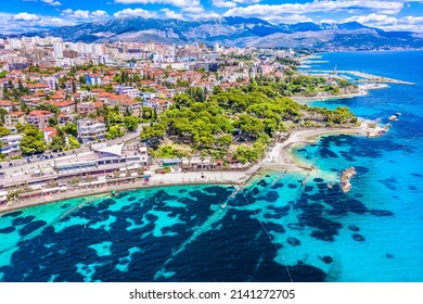 Split city beaches aerial view, Croatia.