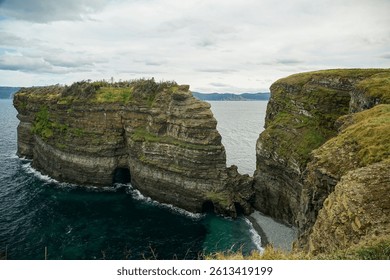 A split in the cliffs found on Bell Island in Newfoundland, Canada