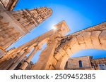 Split, Croatia: Diocletian palace ruins and Cathedral of Saint Domnius bell tower in historic center of Split, Dalmatia