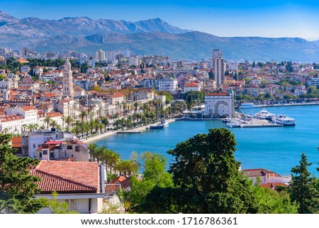 Split, Croatia (region of Dalmatia). UNESCO World Heritage Site. Mosor mountains in background.