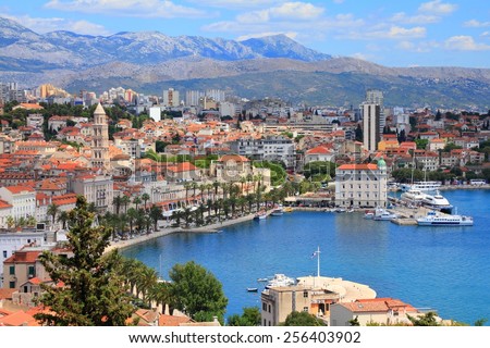 Split, Croatia (region of Dalmatia). UNESCO World Heritage Site. Mosor mountains in background.