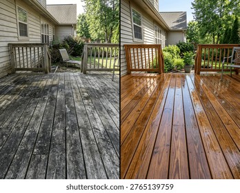 Split image showcasing the dramatic improvement of a weathered