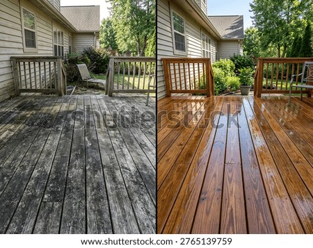 Split image showcasing the dramatic improvement of a weathered