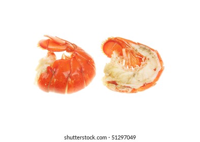 Split Lobster Tail Isolated On White